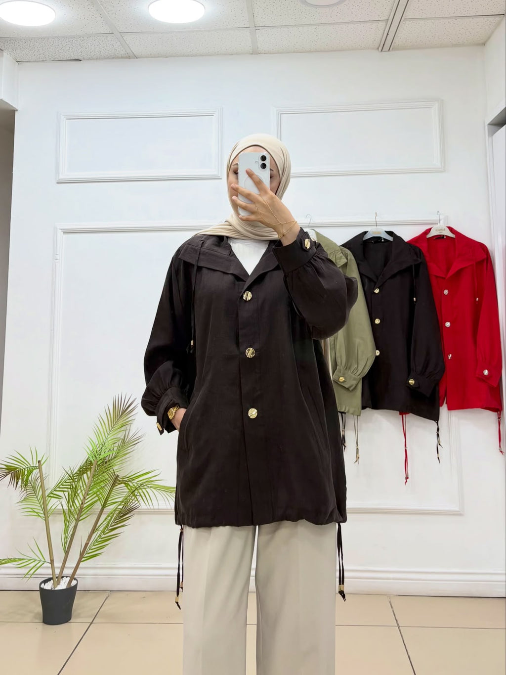 Gold Düğmeli Dik Yaka Spor Ceket Sweatshirt - Cadde Butik