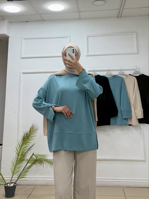 Altı Fırfırlı Kolu Yırtmaçlı Oyşo Sweat - Cadde Butik