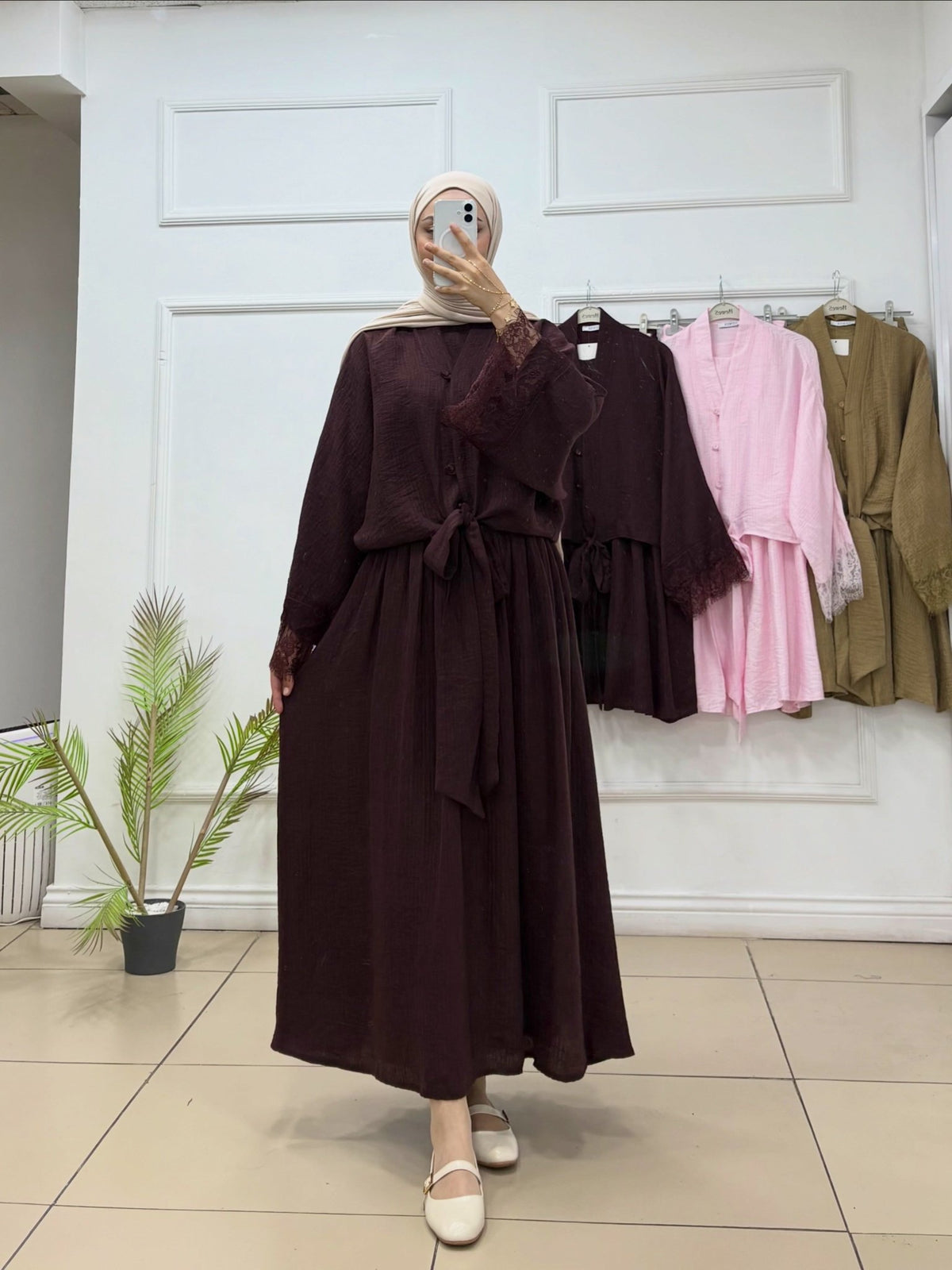Etekli Takım | Altı Bağlamalı Kol Ucu Dantel Detaylı Gömlek - Cadde Butik