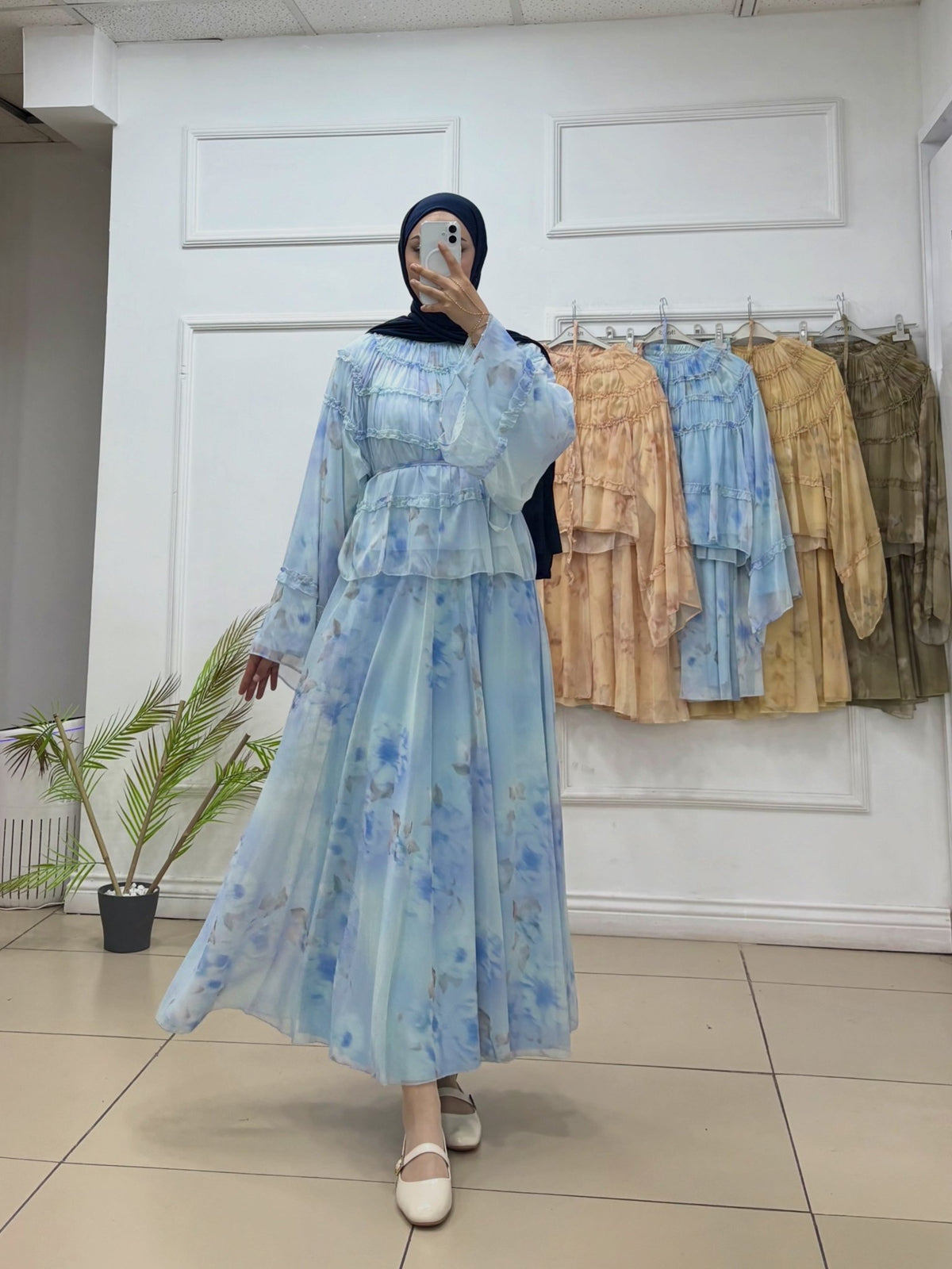 Şifon Etekli İp Kemerli Takım - Cadde Butik