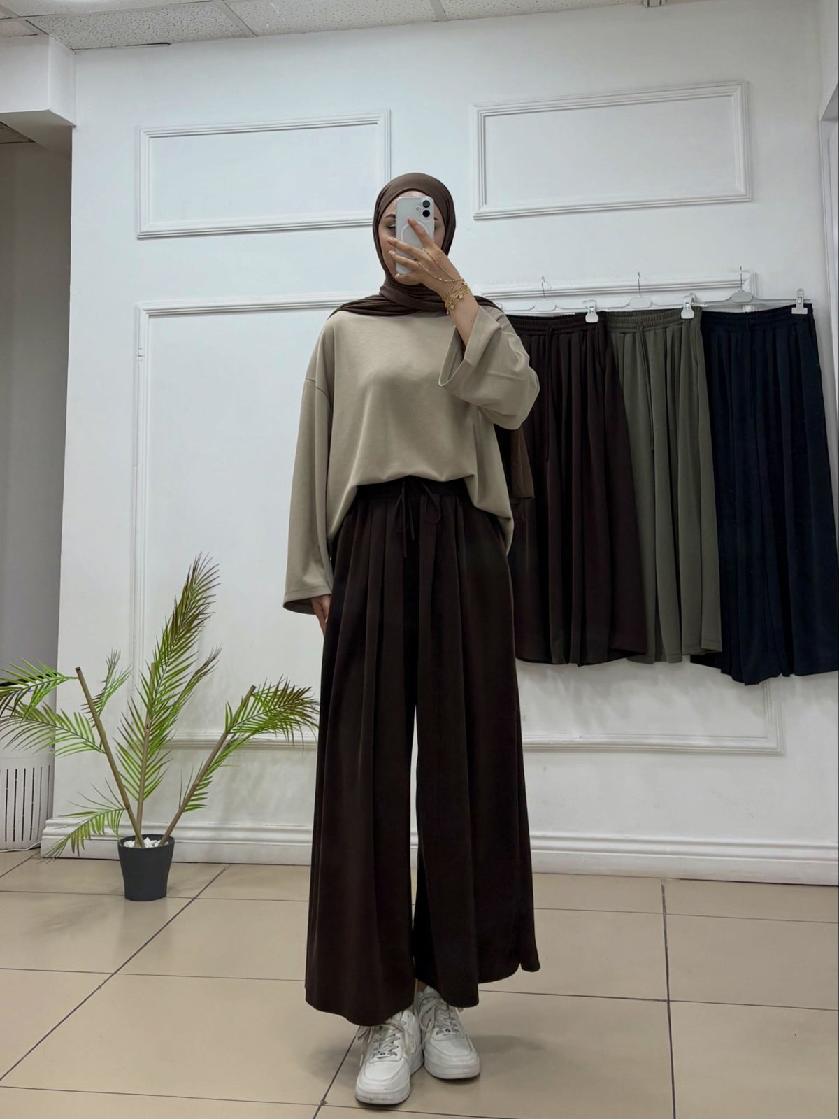Oyşo Kumaş Geniş Paça Pantolon - Cadde Butik