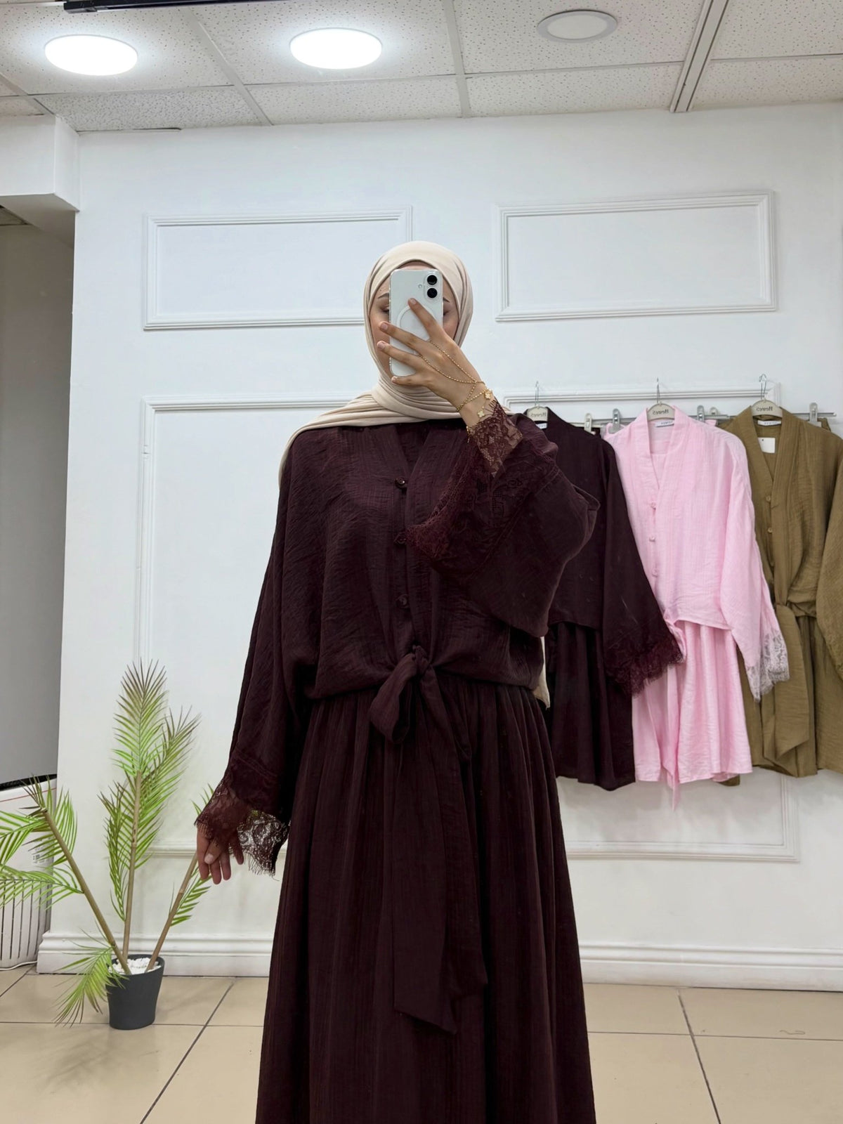 Etekli Takım | Altı Bağlamalı Kol Ucu Dantel Detaylı Gömlek - Cadde Butik