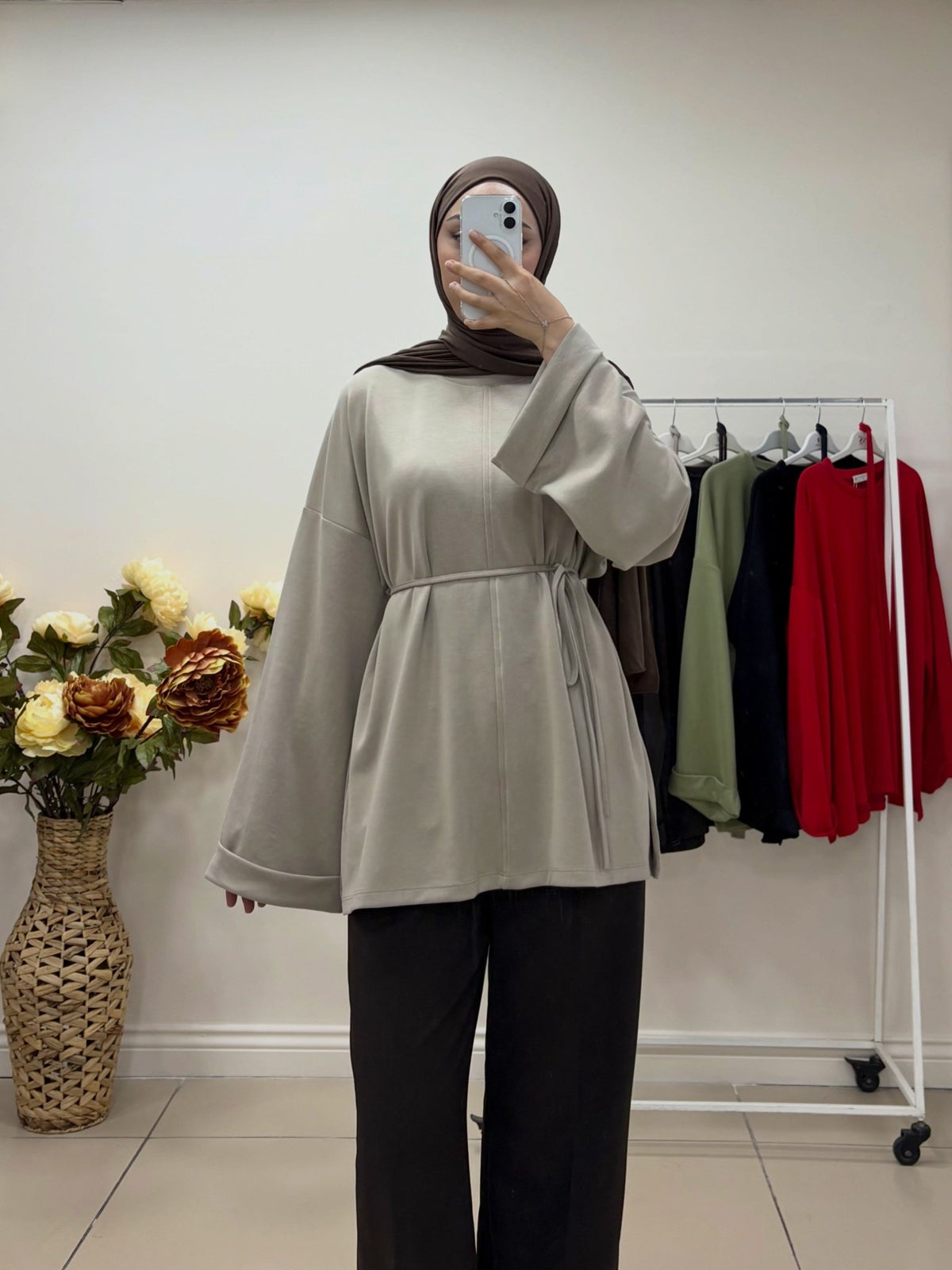 İp Kemerli Oyşo Kumaş Sweat - Cadde Butik