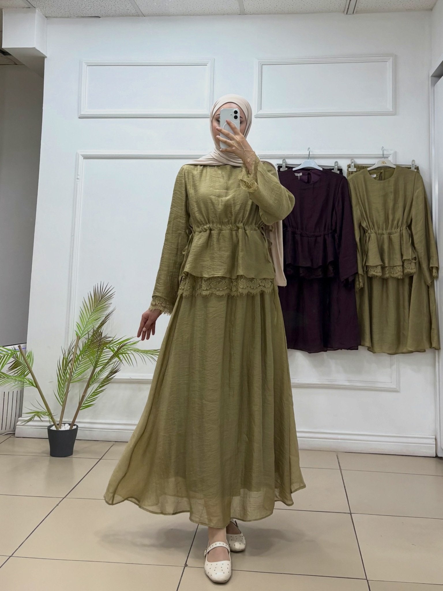 Dantel Detaylı Bluz Etek Takım - Cadde Butik