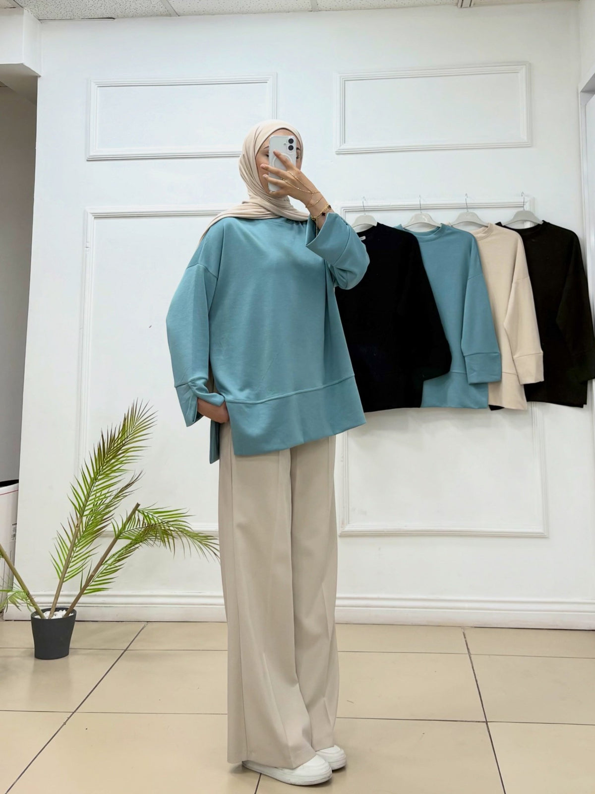 Altı Fırfırlı Kolu Yırtmaçlı Oyşo Sweat - Cadde Butik