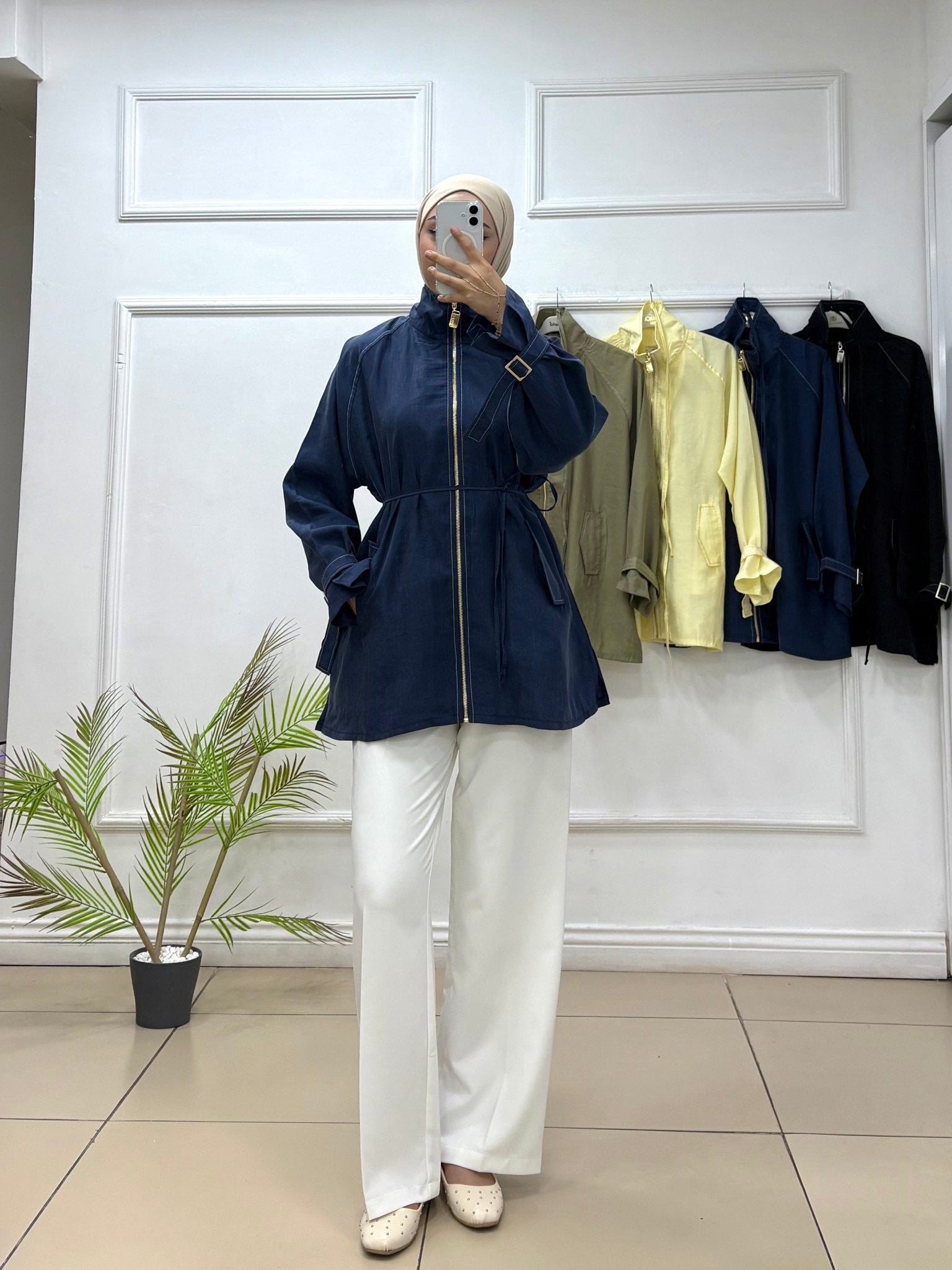 Kolları Apoletli Fermuarlı Ceket 💎 - Cadde Butik