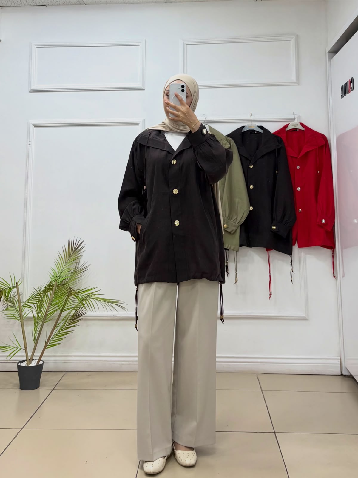 Gold Düğmeli Dik Yaka Spor Ceket Sweatshirt - Cadde Butik