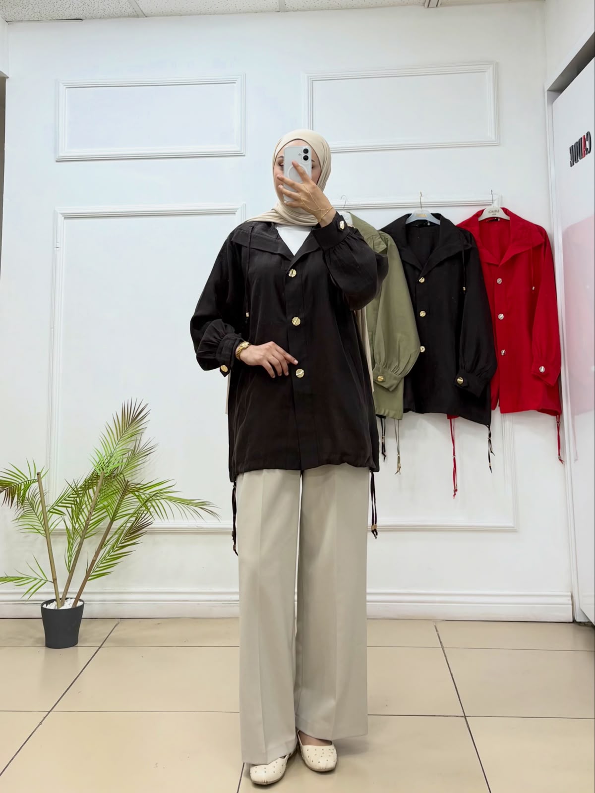 Gold Düğmeli Dik Yaka Spor Ceket Sweatshirt - Cadde Butik